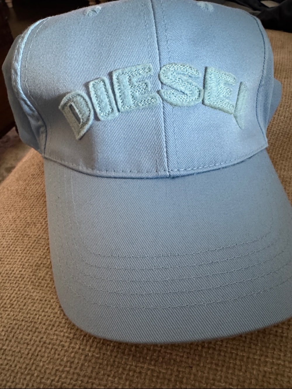 Y2K powder blue Diesel Light Blue Logo Baseball Cap